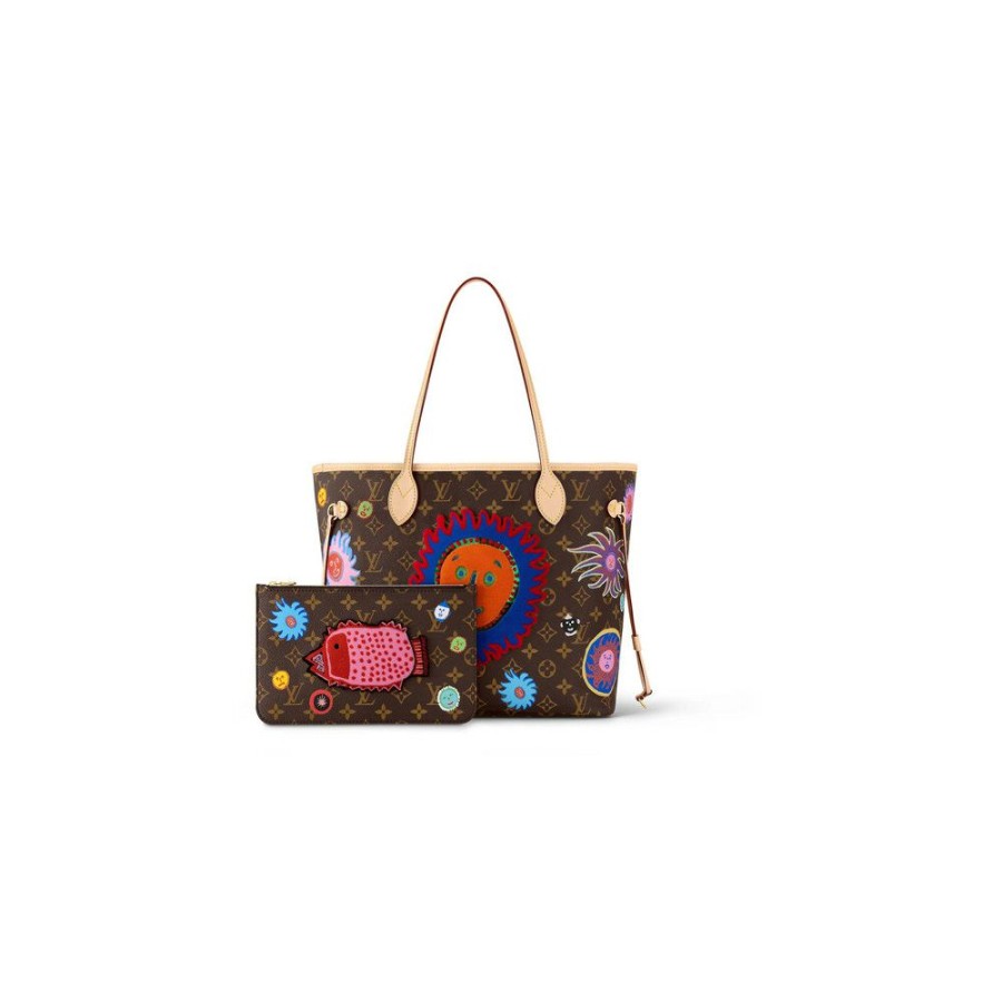 Women * | Bargain Sale Louis Vuitton Lv X Yk Neverfull Mm Face Print And Embroidery