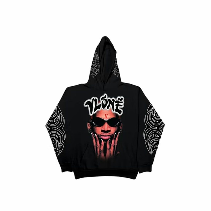 Clothing * | On Sale Vlone Rodman Logo Hoodie Black