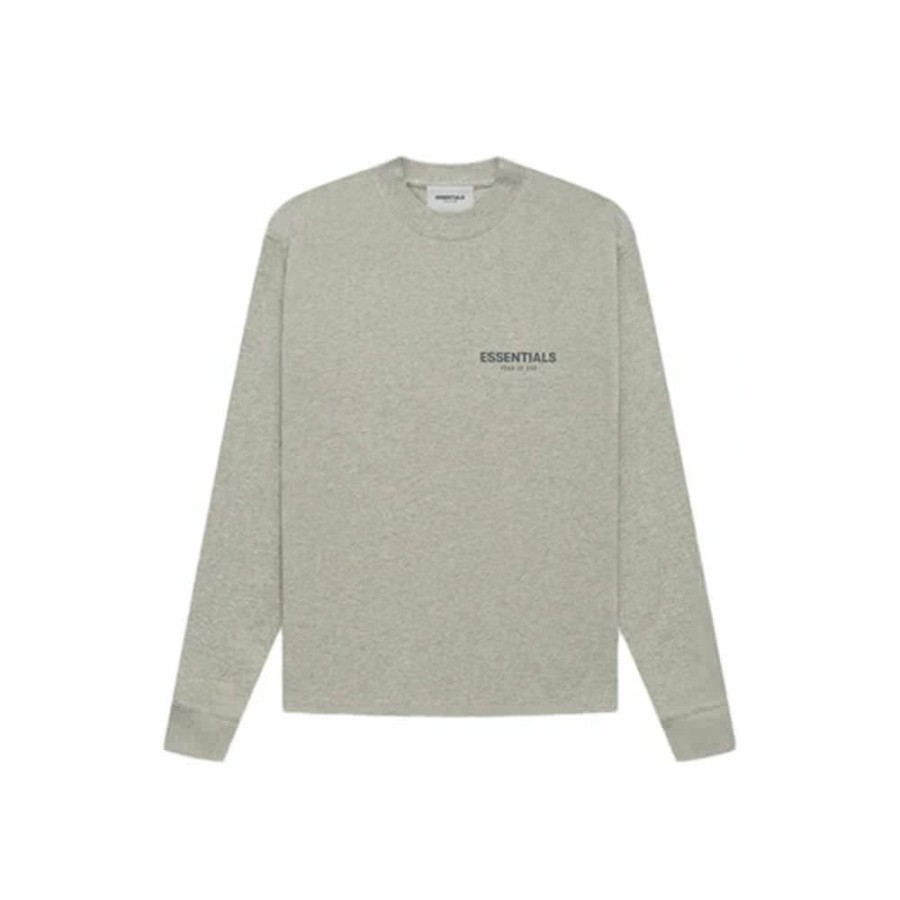 Men * | Limit Offer Fear Of God Essentials Core Collection L/S T-Shirt Dark Heather Oatmeal