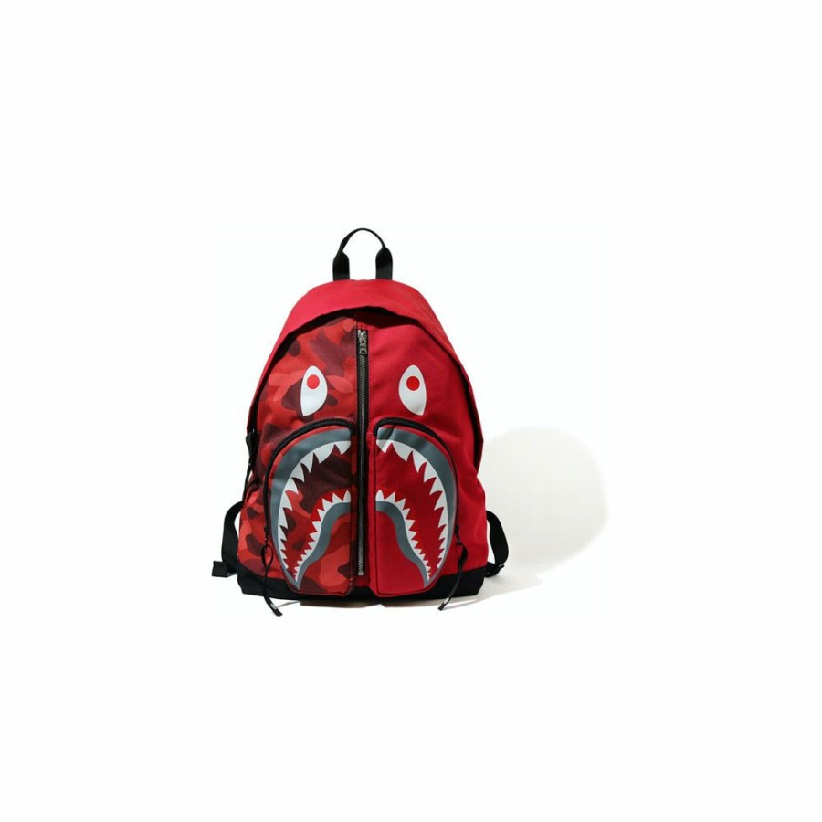 Men * | Competitive Price Bape Color Camo Shark Day Backpack Red