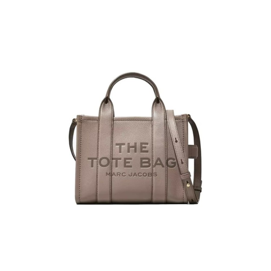 Women * | Reasonable Price The Marc Jacobs The Leather Tote Bag Small Cement