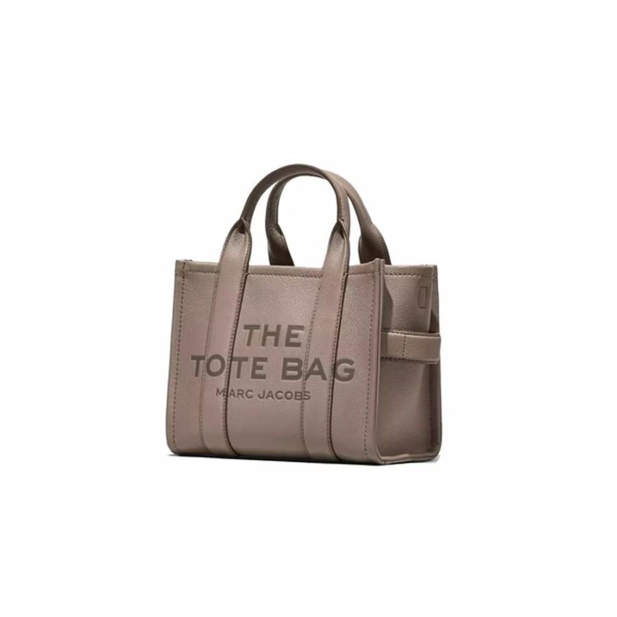 Women * | Reasonable Price The Marc Jacobs The Leather Tote Bag Small Cement