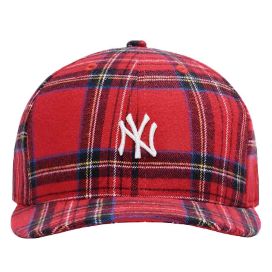 Men * | Cut-Price Kith X New York Yankees Plaid New Era Cap Red/Multi