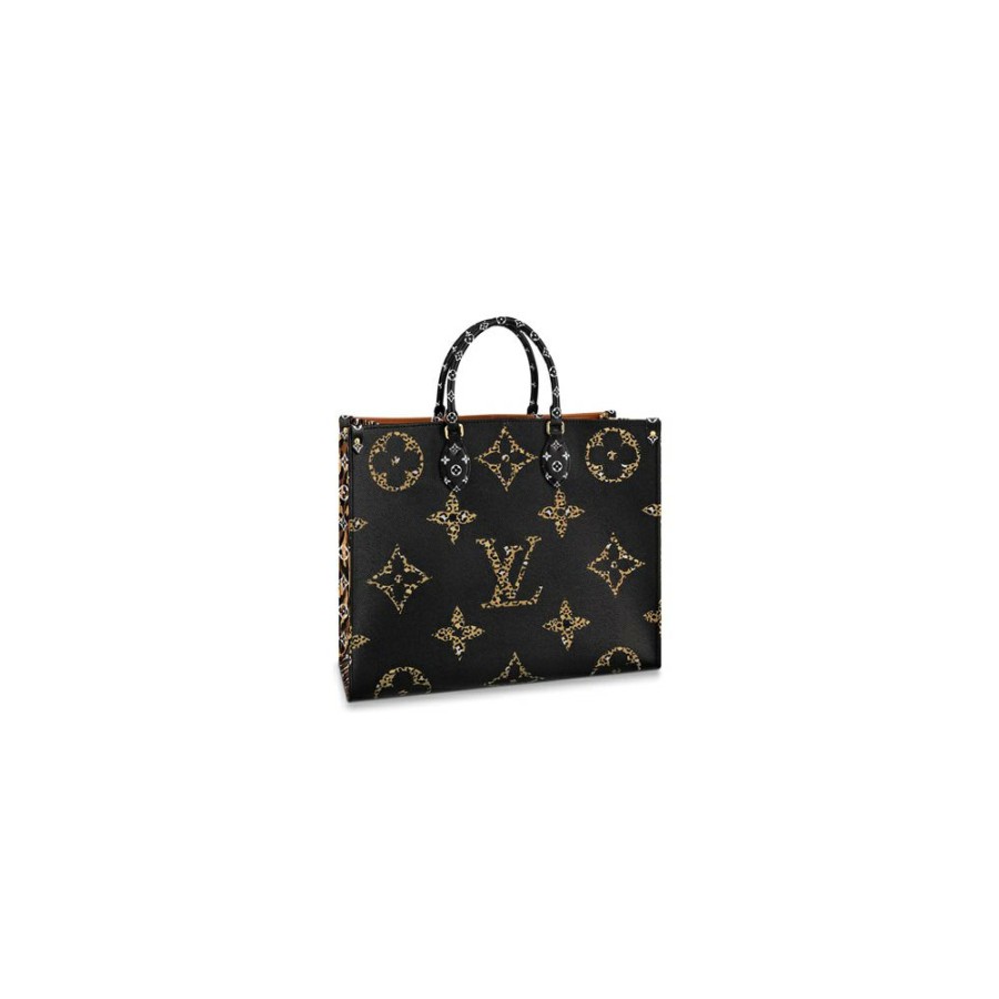 Women * | Favorable Price Louis Vuitton Onthego Monogram Giant Jungle Black/Caramel In Canvas With Gold-Tone