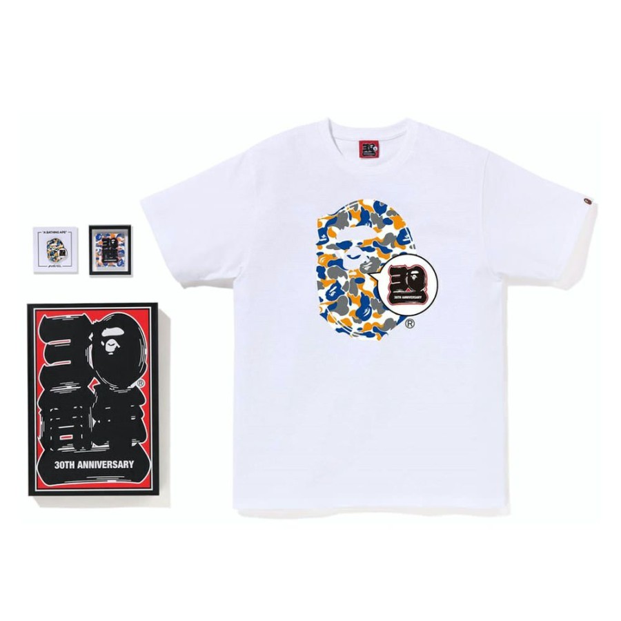 Clothing * | Affordable Price Bape Store Maebashi Bape 30Th Anniversary Ape Head Tee Set White