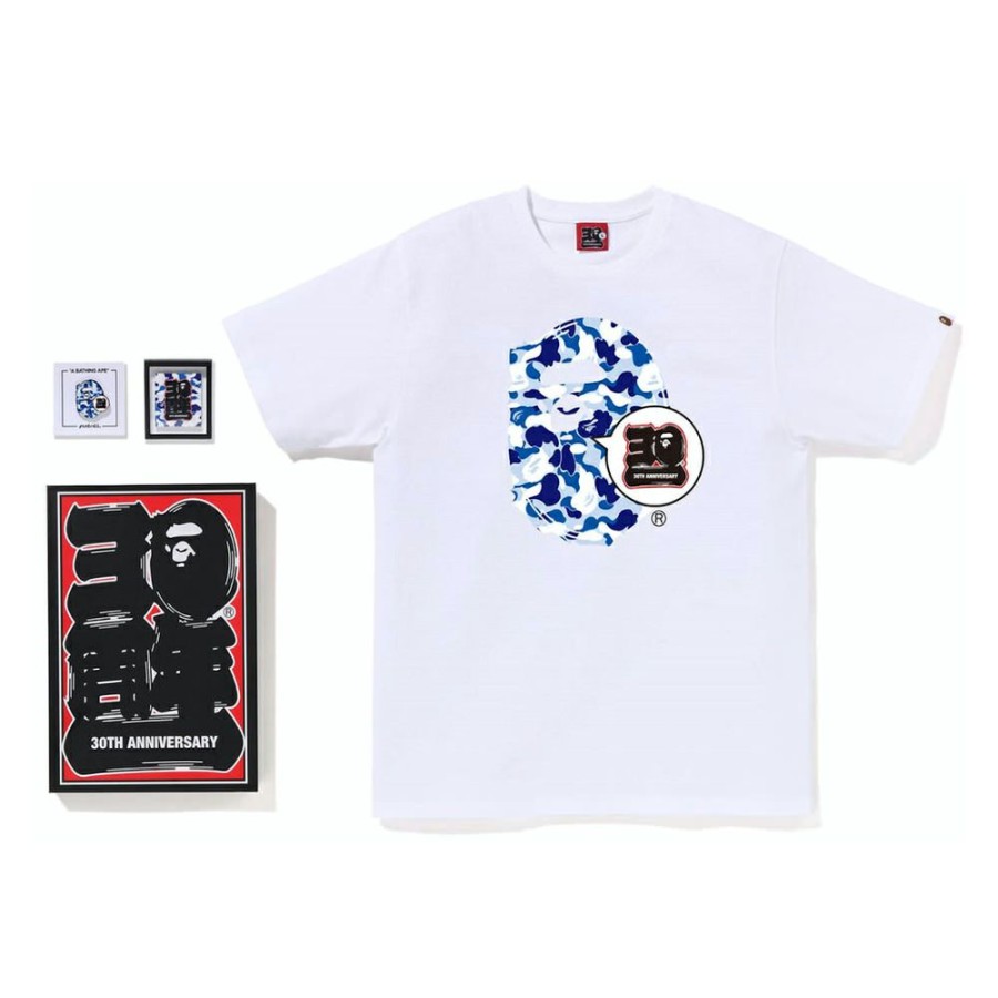 Clothing * | Promotions Bape Store Nagoya Bape 30Th Anniversary Ape Head Tee Set White