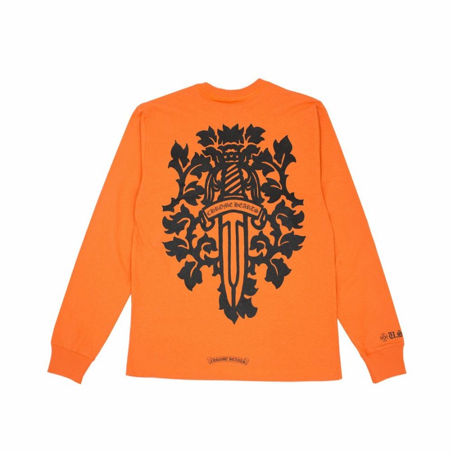 Clothing * | Clearance Chrome Hearts Vine Dagger L/S T-Shirt Orange/Black