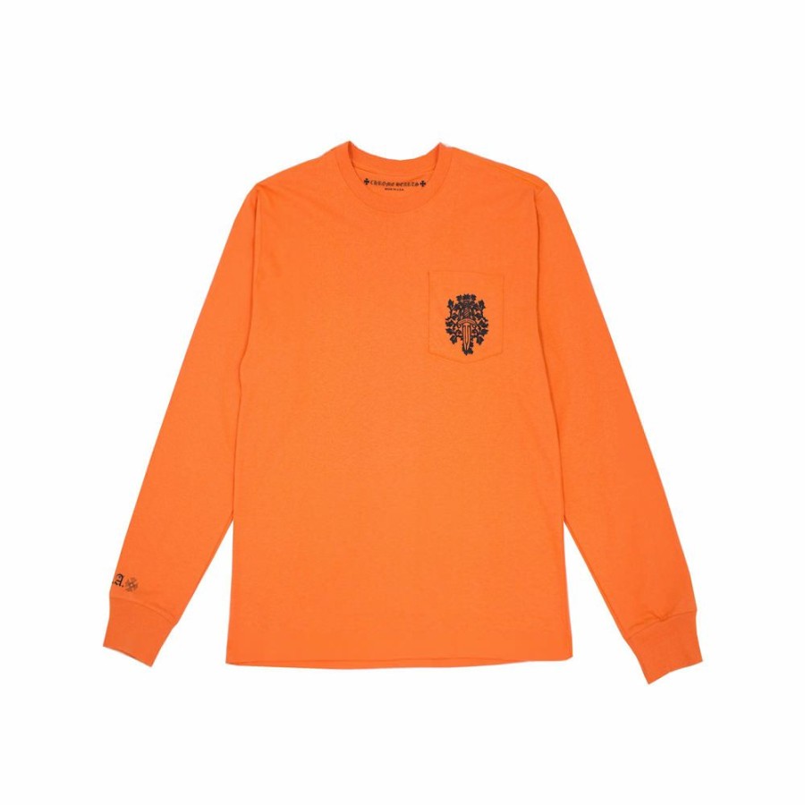 Clothing * | Clearance Chrome Hearts Vine Dagger L/S T-Shirt Orange/Black