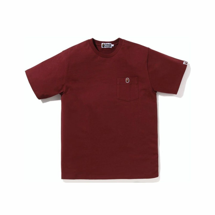 Clothing * | Special Price Bape Ape Head One Point Pocket Tee (Fw22) Burgundy