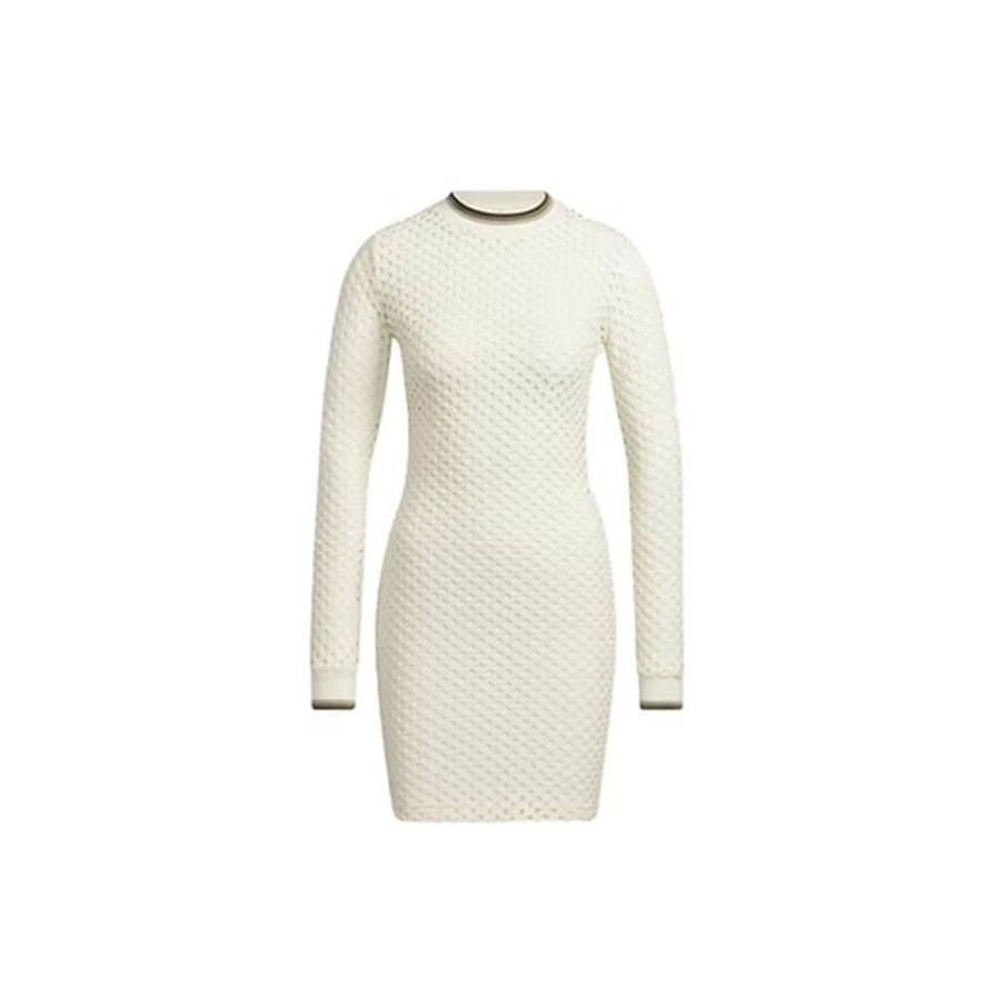 Women * | On Sale Adidas Ivy Park Open Mesh Long Sleeve Mini Dress Off-White