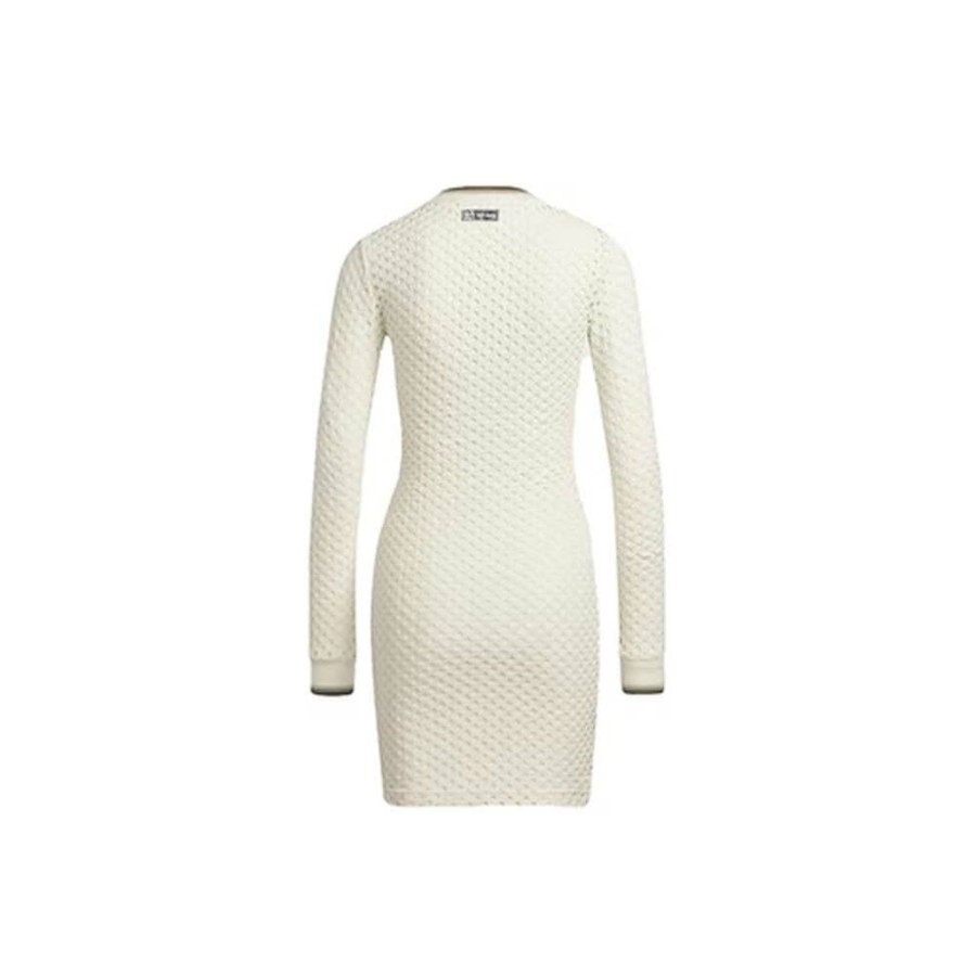 Women * | On Sale Adidas Ivy Park Open Mesh Long Sleeve Mini Dress Off-White