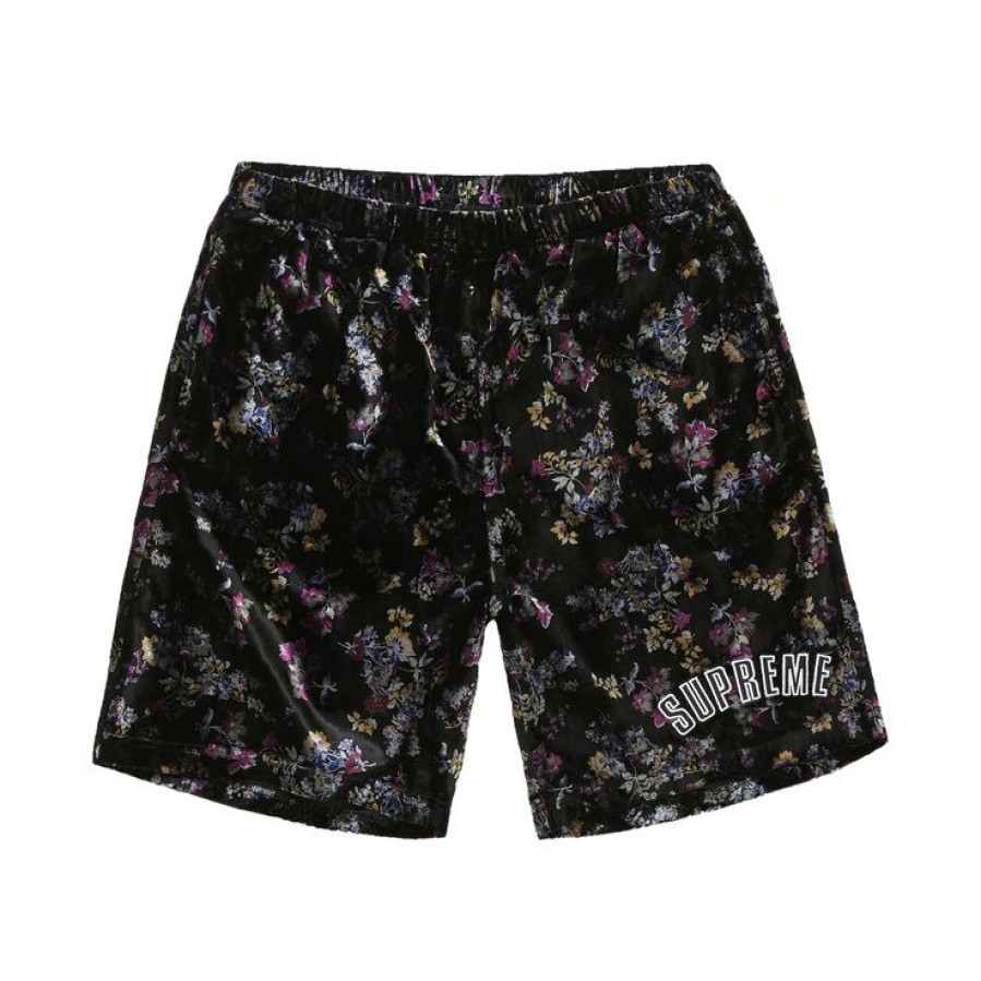 Men * | On Discount Supreme Floral Velour Short Black