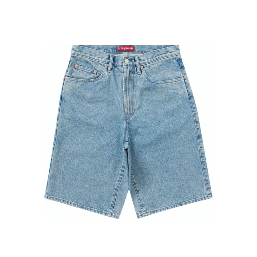 Men * | On Discount Supreme Baggy Denim Short Washed Blue