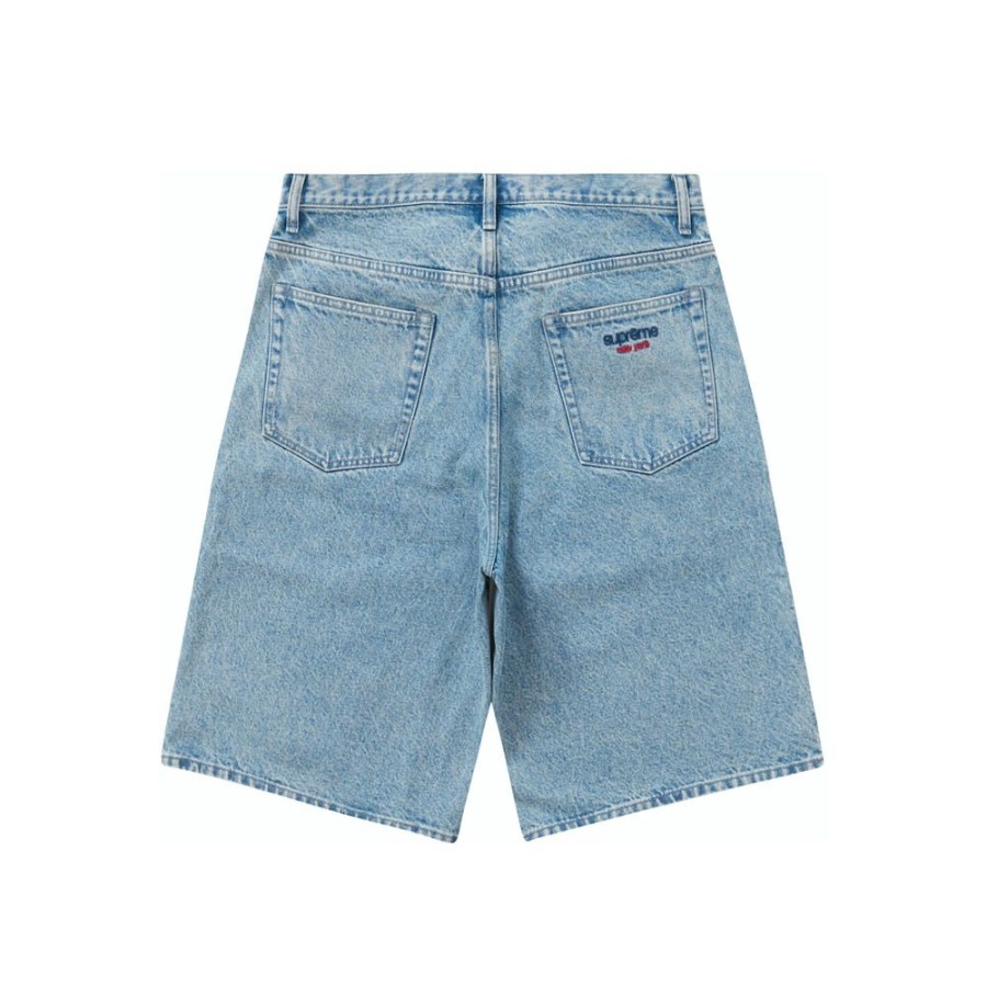 Men * | On Discount Supreme Baggy Denim Short Washed Blue