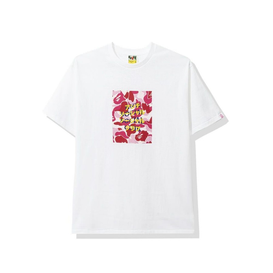 Clothing * | Suitable Price Bape X Anti Social Social Club Abc Camo Box Tee White/Pink