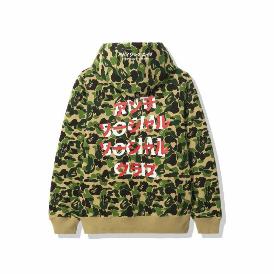 Clothing * | Clearance Bape X Anti Social Social Club Abc Camo Pullover Hoodie Green