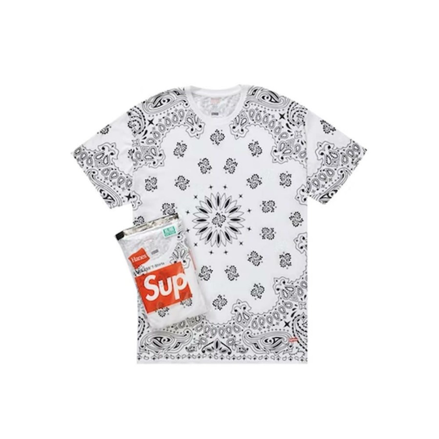 Clothing * | Bargain Sale Supreme Hanes Bandana Tagless Tees (2 Pack) White