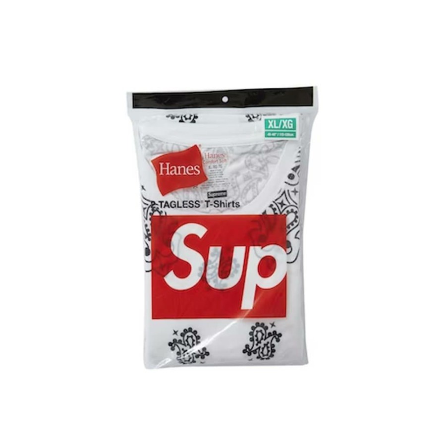 Clothing * | Bargain Sale Supreme Hanes Bandana Tagless Tees (2 Pack) White