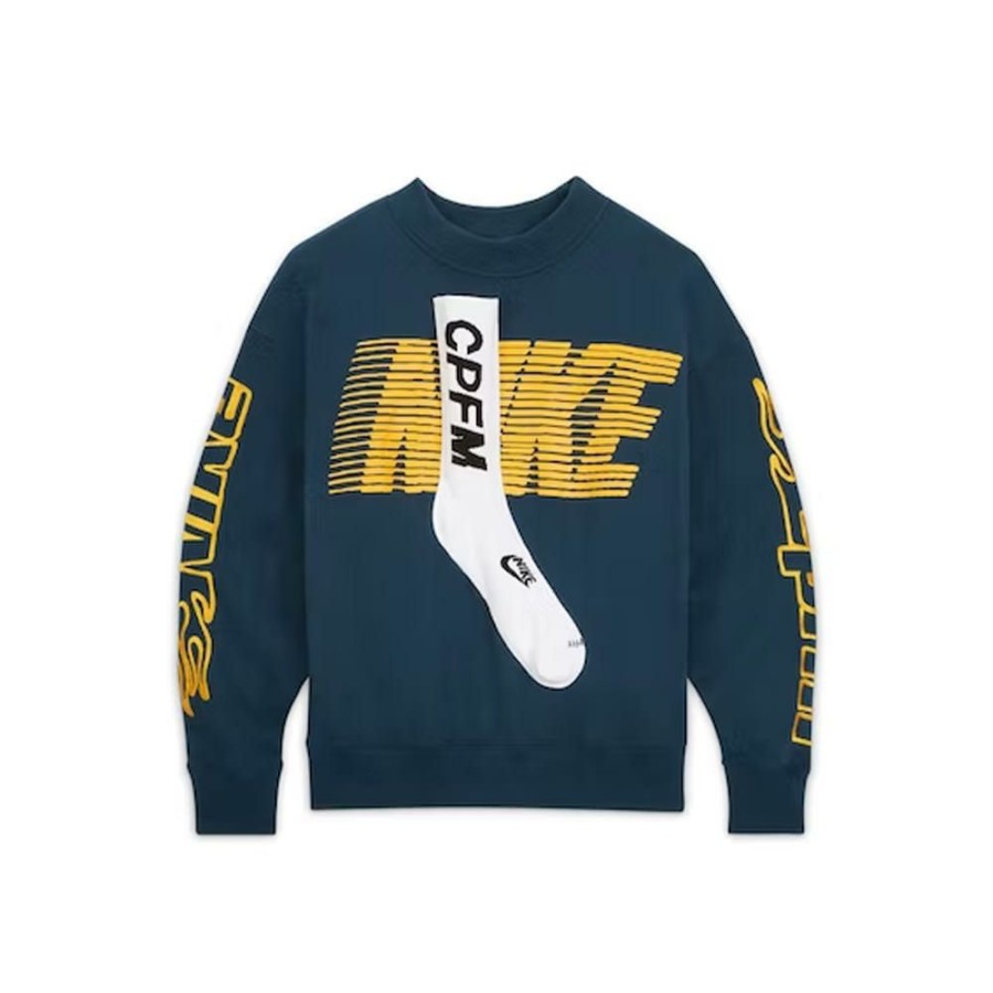 Clothing * | Clearance Sale Nike X Cactus Plant Flea Market Socks Fleece Crewneck Sweatshirt Dark Green