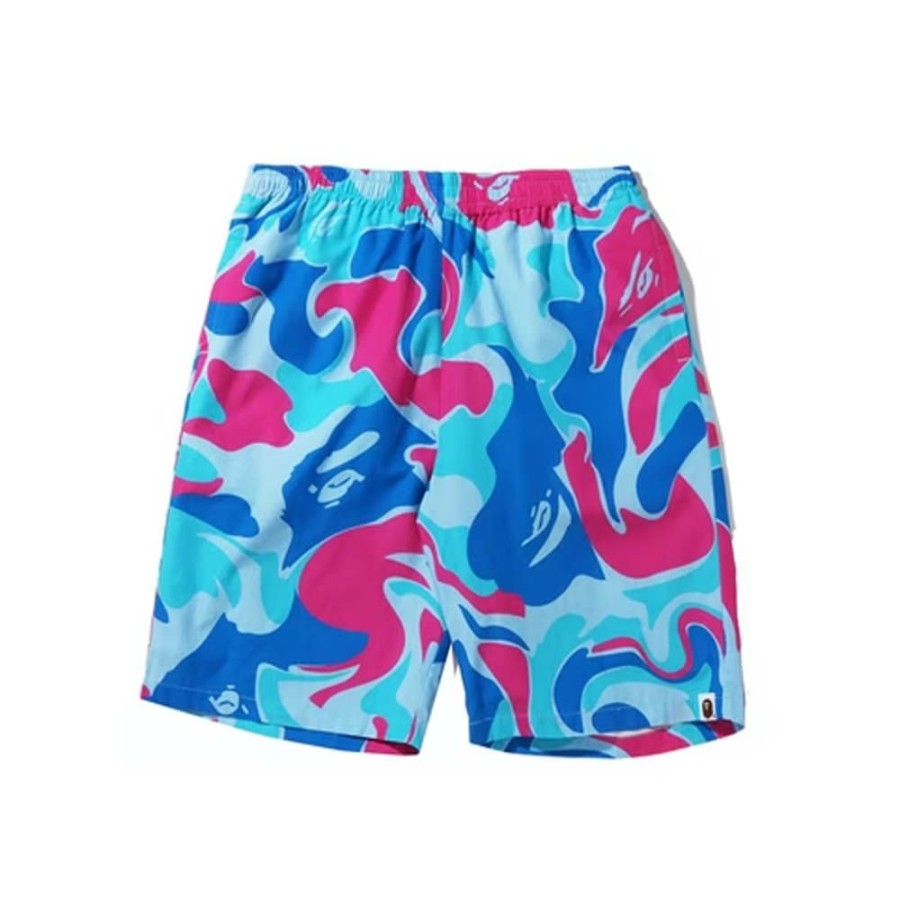 Men * | Cut-Price Bape Marble Camo Shorts Blue