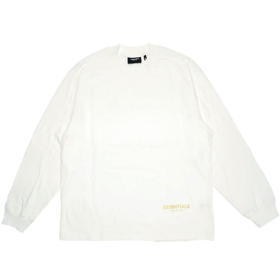 Clothing * | Special Offer Fear Of God Essentials Long Beach 3M Long Sleeve Boxy T-Shirt White