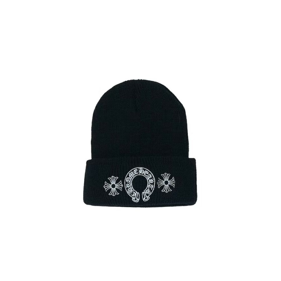 Women * | Half-Price Chrome Hearts Horse Shoe Beanie Black