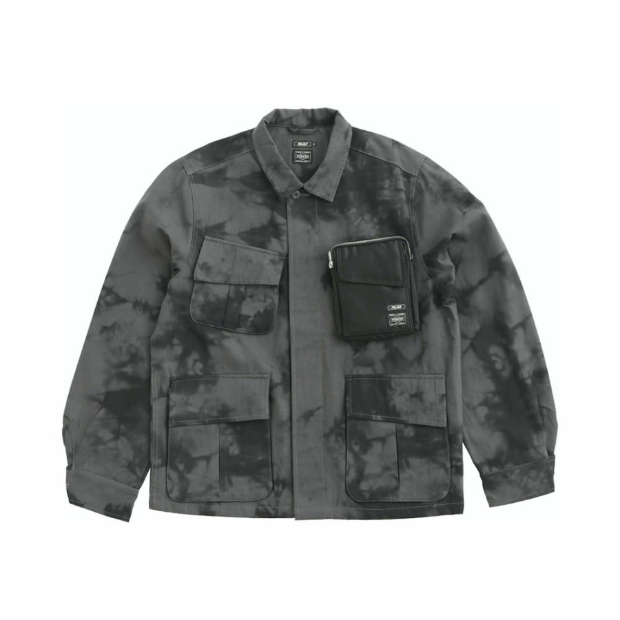 Clothing * | Affordable Price Palace X Porter Pocket Bag Jacket Black Wave Dye