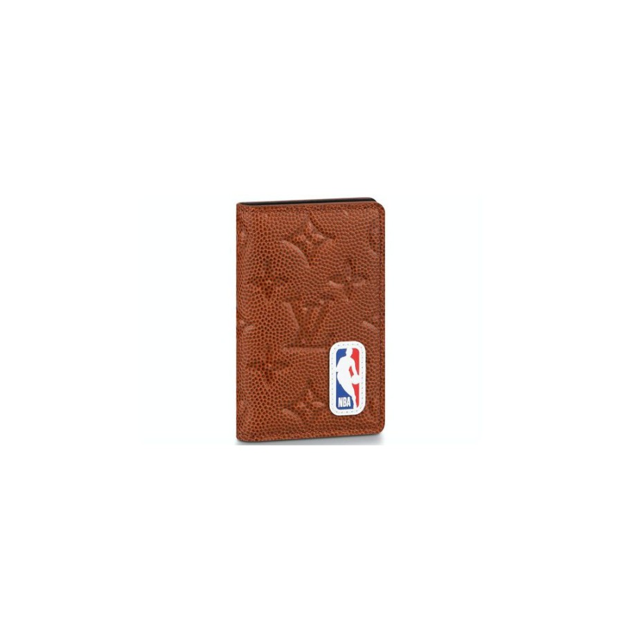 Men * | Special Price Louis Vuitton X Nba Pocket Organizer Ball Grain Leather Brown In Leather