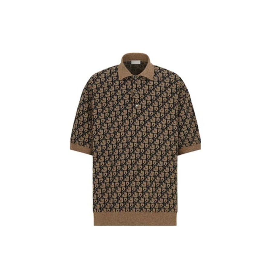 Clothing * | Competitive Price Dior X Cactus Jack Oversized Polo Shirt Beige/Black