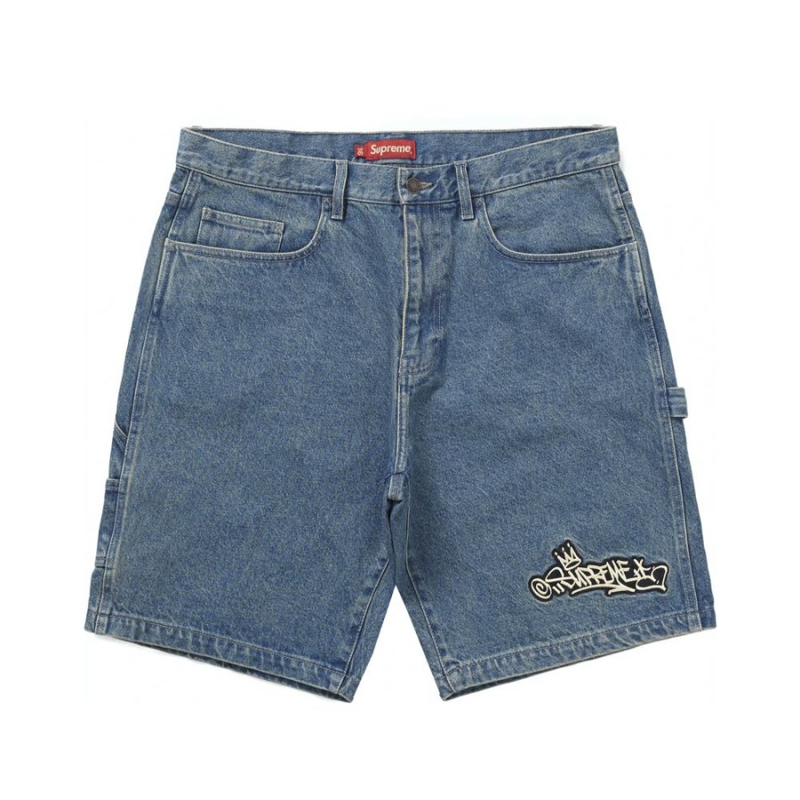 Men * | Half Off Supreme Handstyle Denim Painter Short Blue