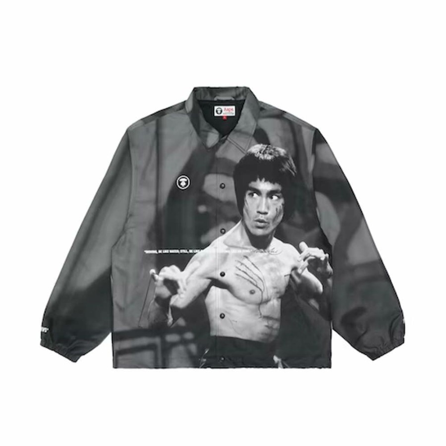 Clothing * | Limited Edition Aape X Bruce Lee Coach Jacket Black White