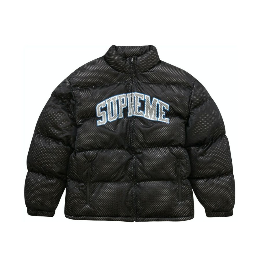 Clothing * | On Sale Supreme Mesh Jersey Puffer Jacket Black