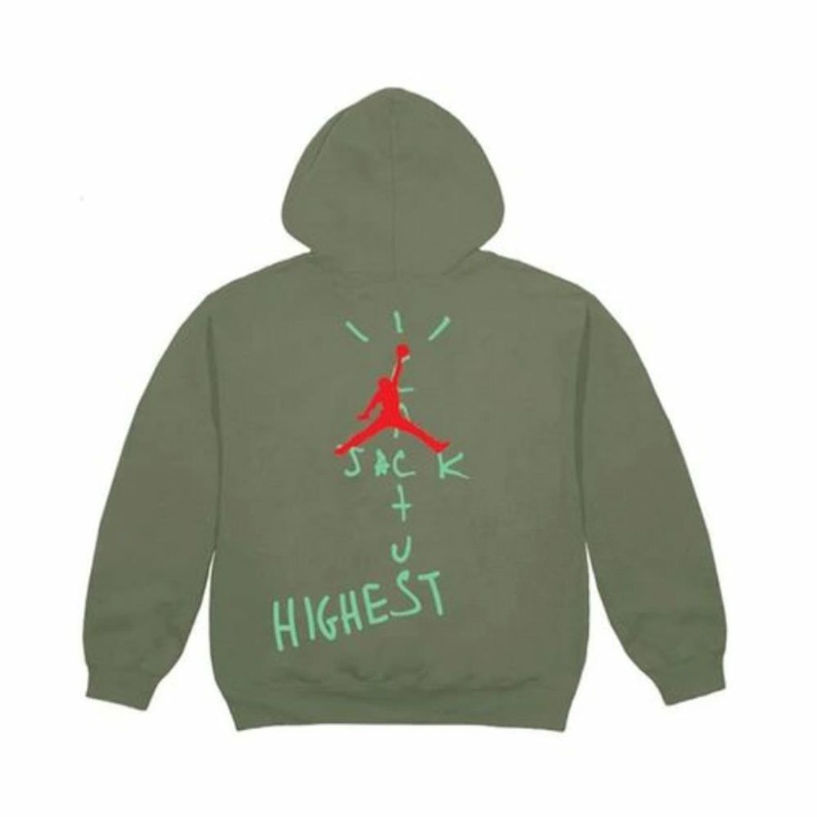 Clothing * | Affordable Price Travis Scott Jordan Cactus Jack Highest Hoodie Olive