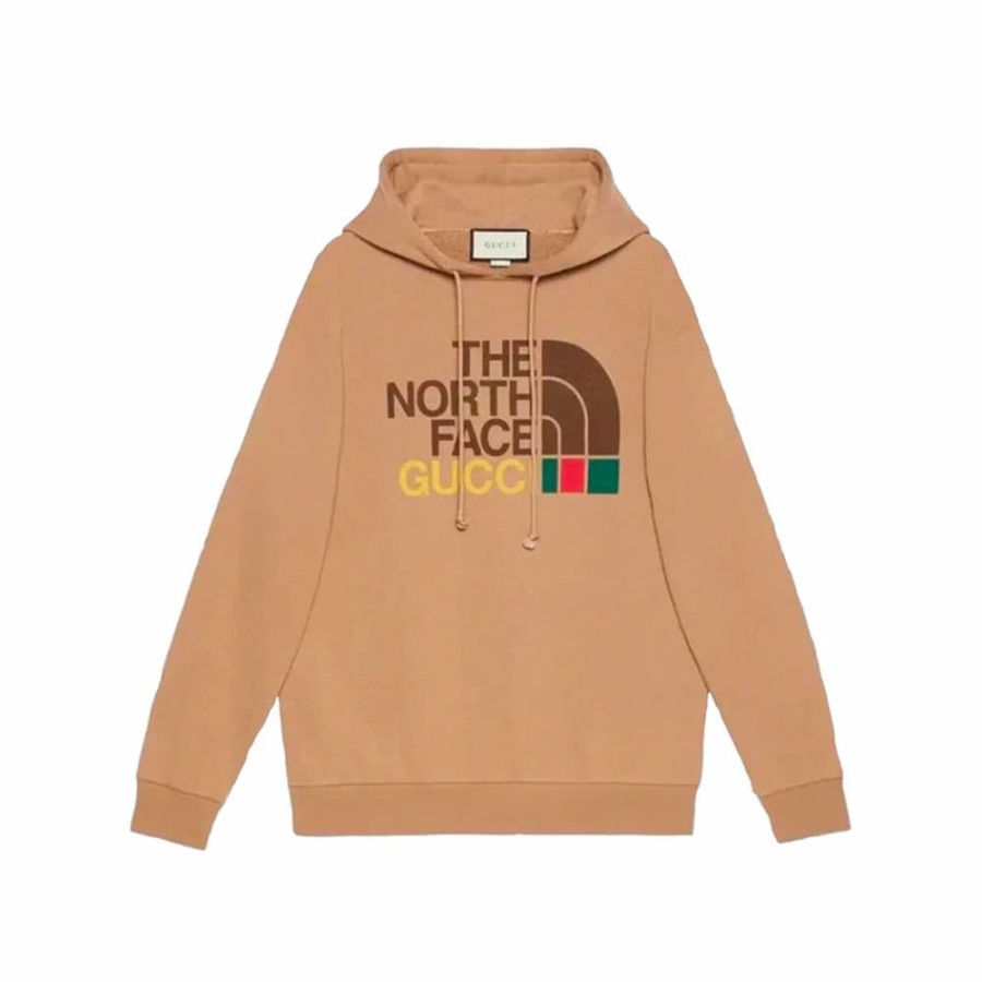 Clothing * | Super Specials Gucci X The North Face Cotton Hoodie Brown