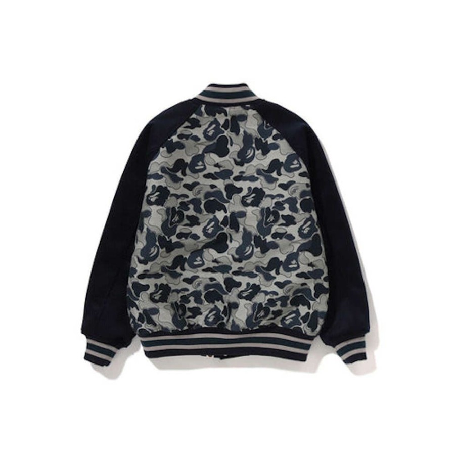 Women * | Competitive Price Bape Womens Cookie Camo 2 Varsity Jacket Beige