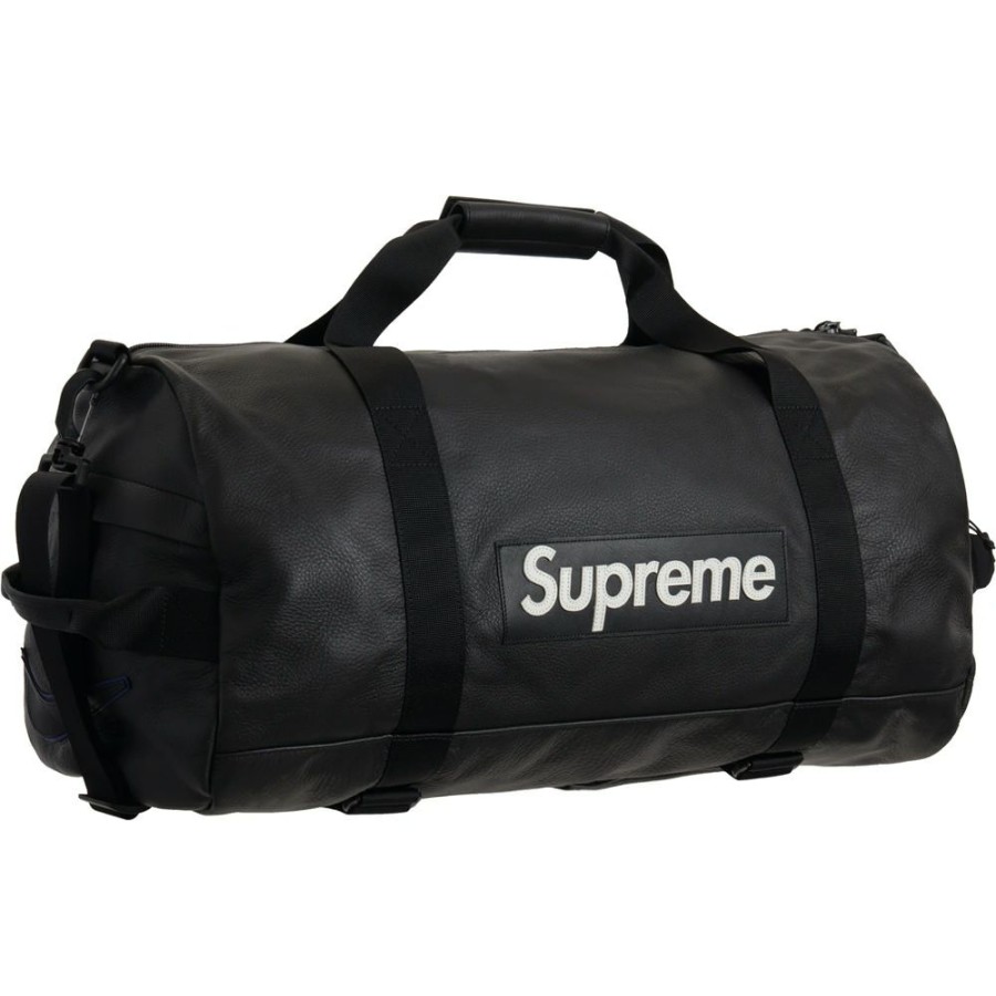 Men * | Reasonable Price Supreme Nike Leather Duffle Bag Black