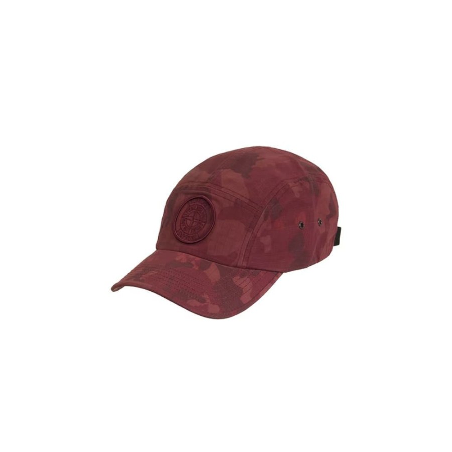 Men * | Special Offer Supreme Stone Island Reactive Ice Camo Ripstop Camp Cap Red